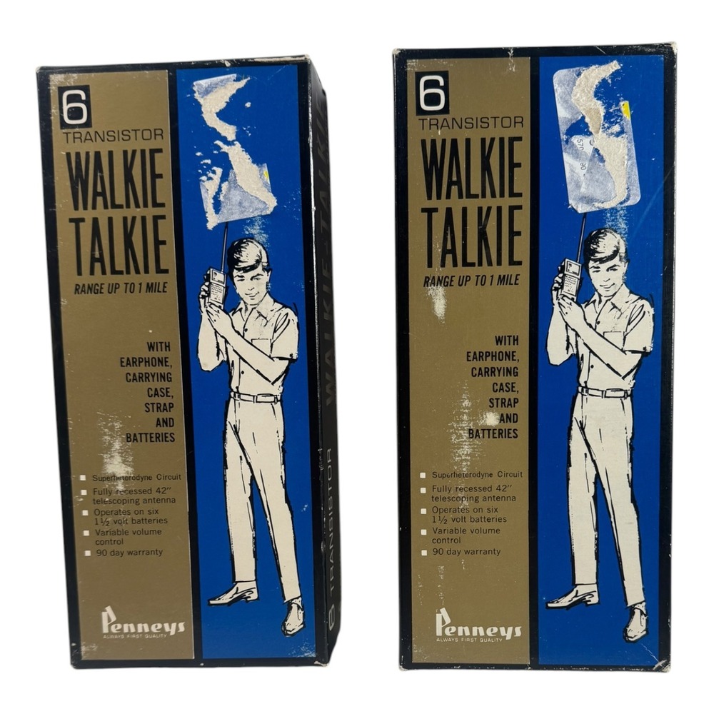Vintage Penneys 6 Transistor Walkie Talkie Set Model 9230666 Made in Japan Boxed